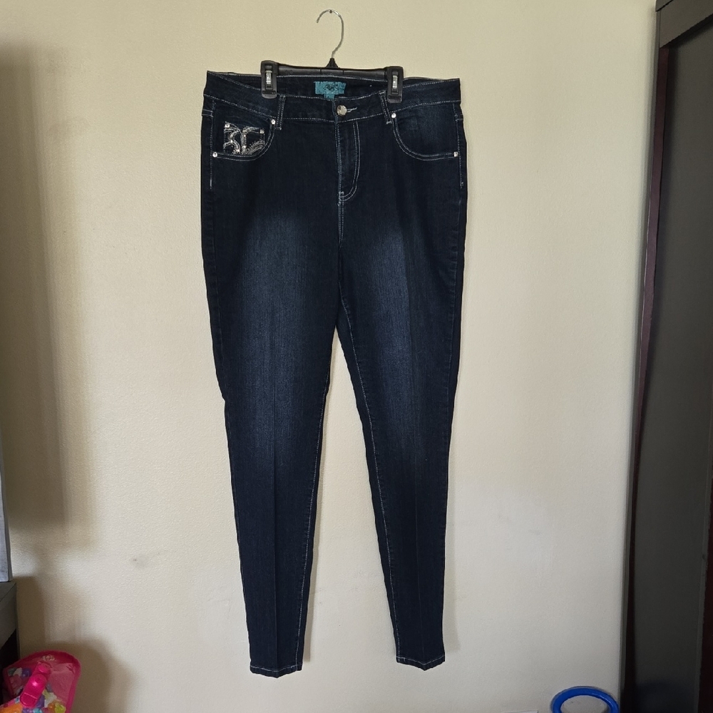 One5one Womens Y2k Dark Wash 14w Jeans 0268